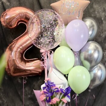 Zestaw balonów z helem+mały bukiet